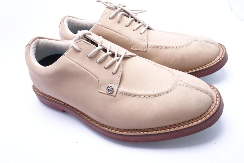 G/FORE Leather Golf Shoes Mens Size 8.5 Beige Spiked Low Top Sneakers G4MA23EF14